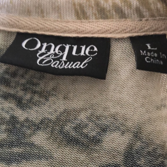 Onque Casual Zip Up Animal Print Top w/Bling - Picture 7 of 7